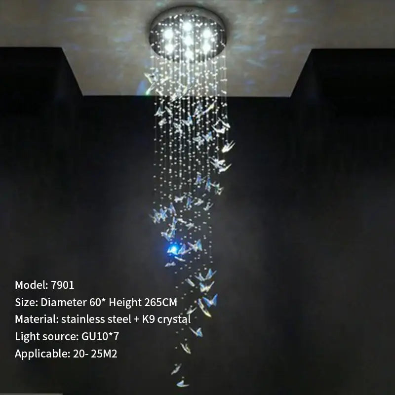 Crystal Butterfly Chandelier with Rotating Design