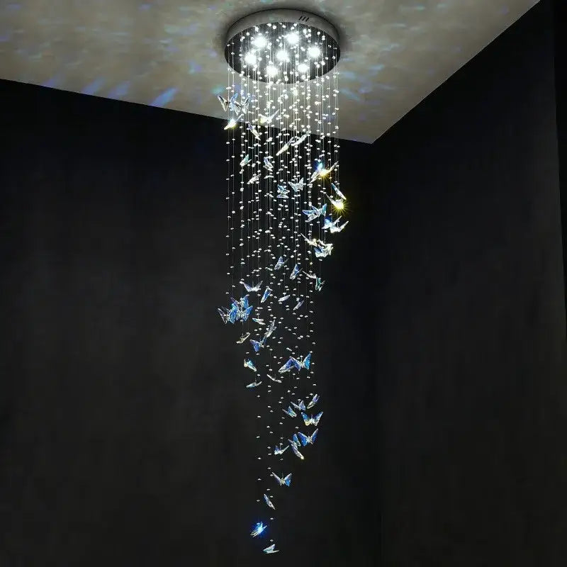 Crystal Butterfly Chandelier with Rotating Design