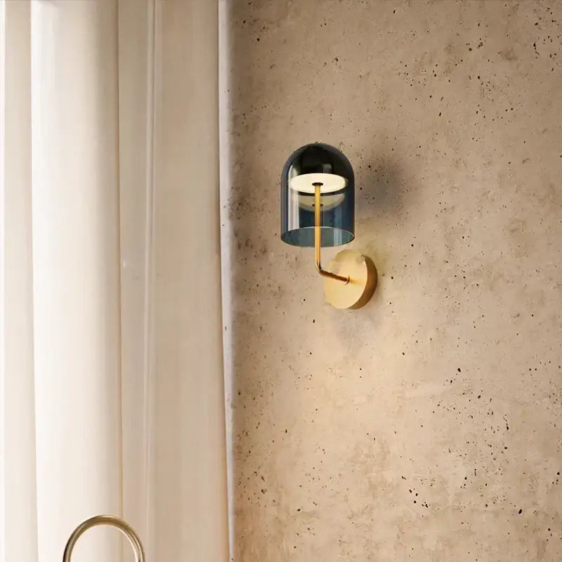 Blue Glass Brass Sconces
