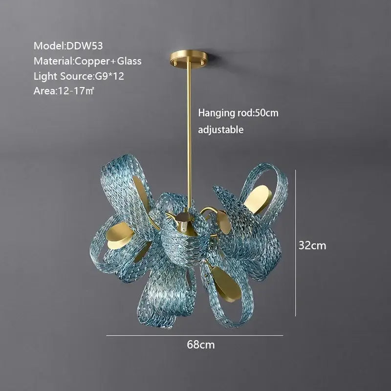 Blue Peacock Glass Chandelier