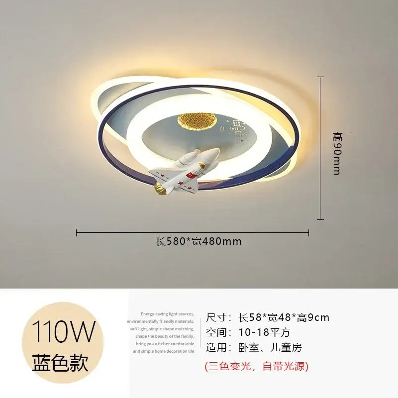 White Airplane Kids-Room Ceiling Light