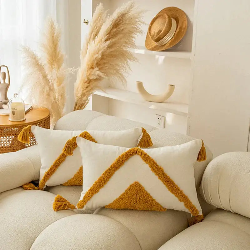 Yellow Geometric Cushion Cover