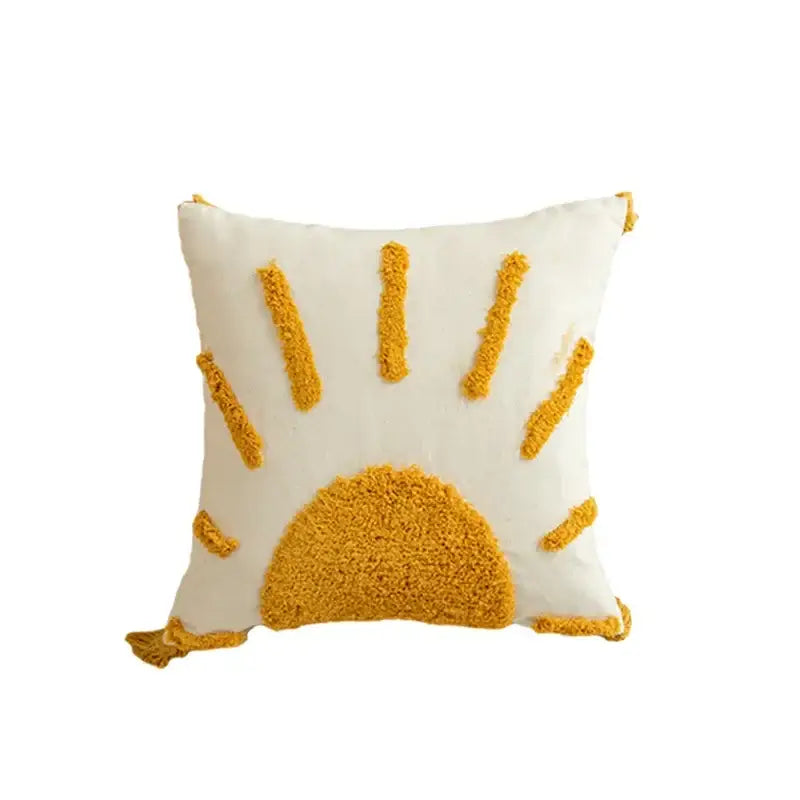 Mustard Geometric Tassel Cushion