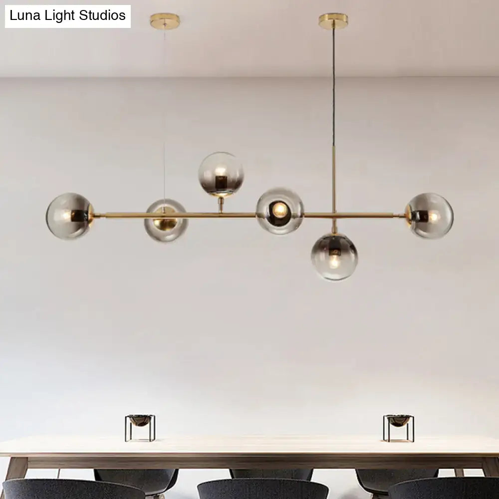 Smoke Glass Brass Chandelier