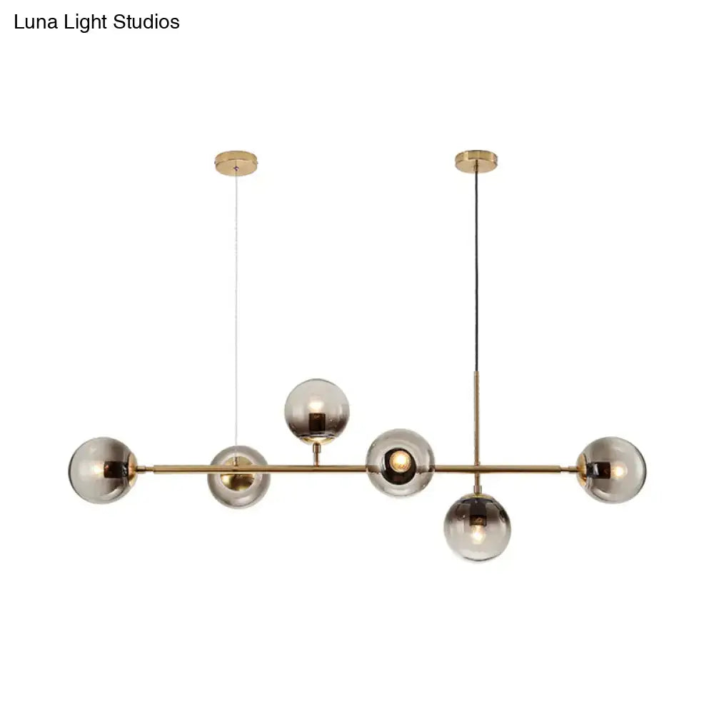 Smoke Glass Brass Chandelier
