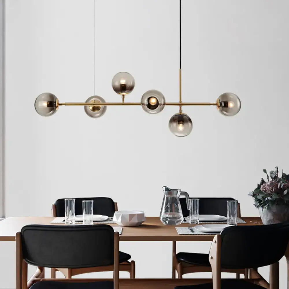 Smoke Glass Brass Chandelier