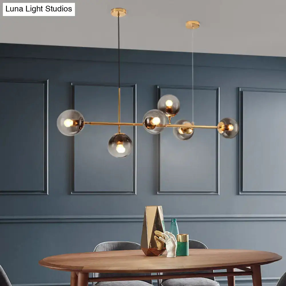 Smoke Glass Brass Chandelier