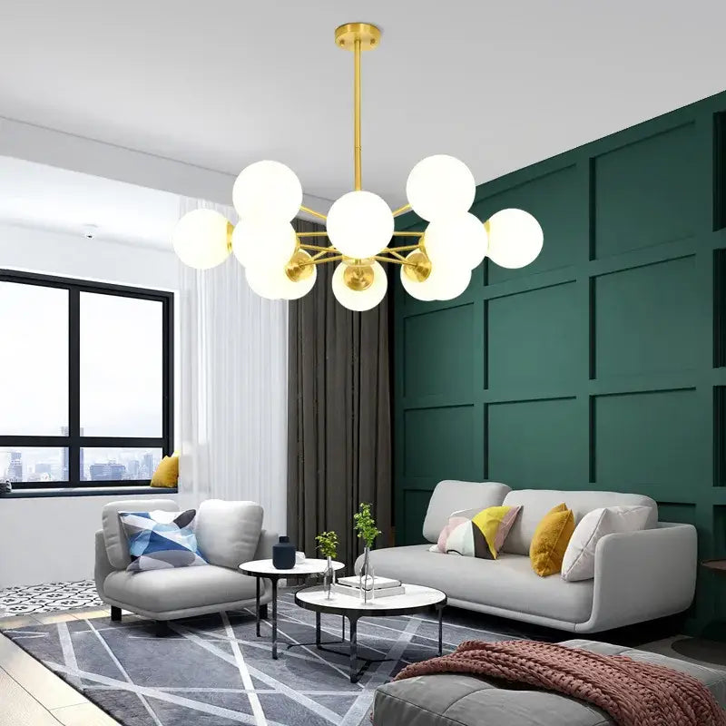 Glass Ball Brass Chandelier