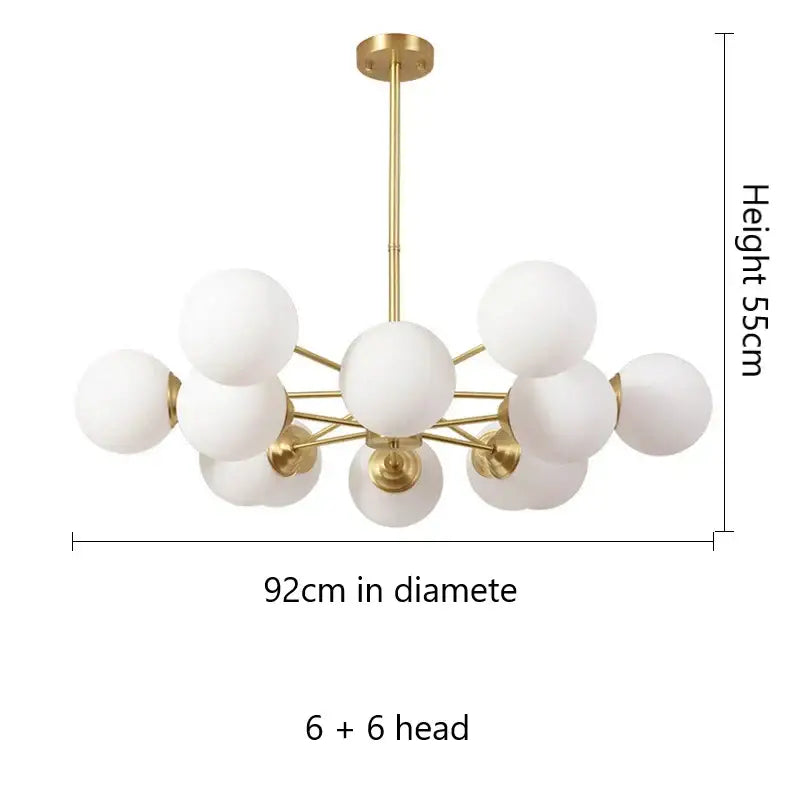 Glass Ball Brass Chandelier