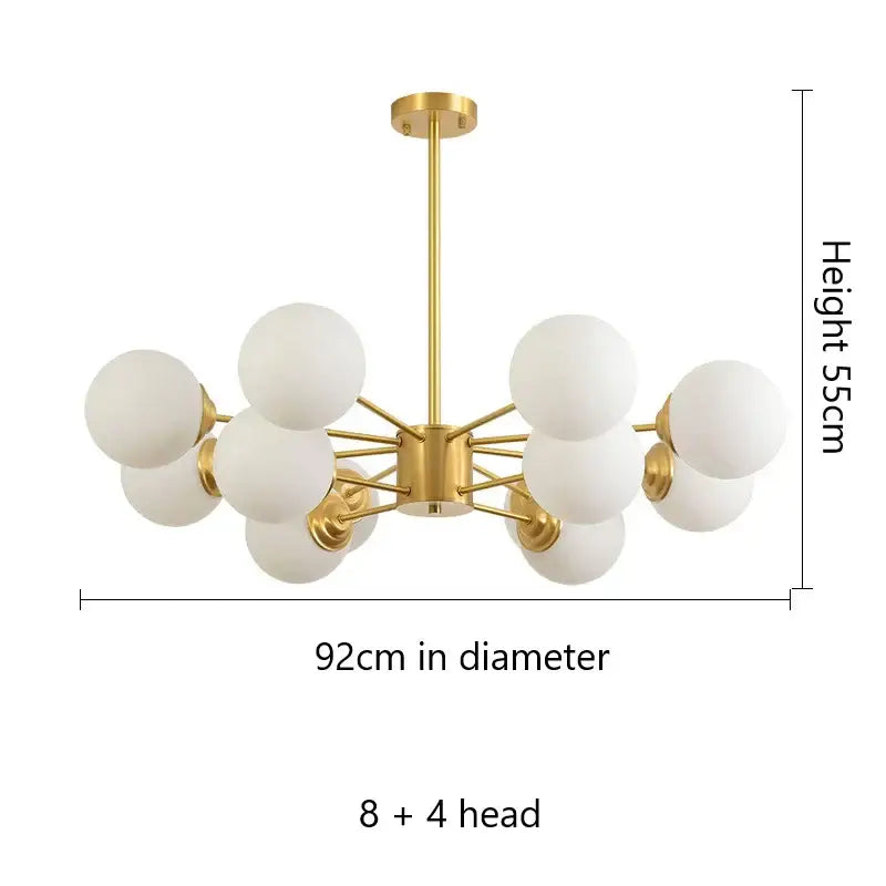 Glass Ball Brass Chandelier