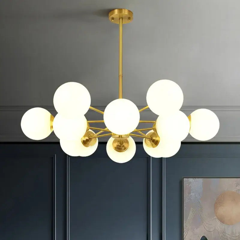 Glass Ball Brass Chandelier