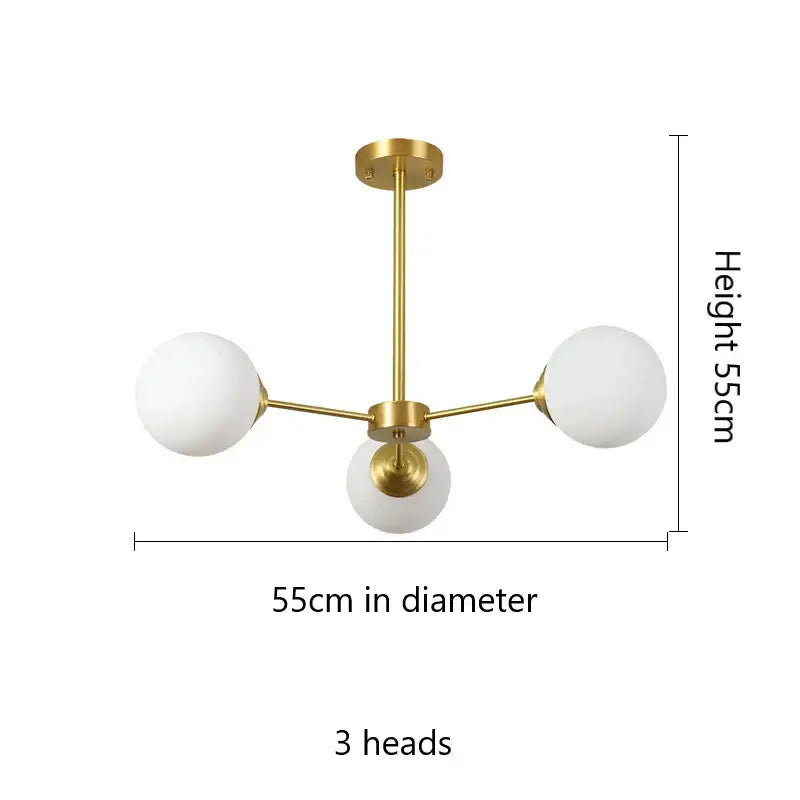 Glass Ball Brass Chandelier