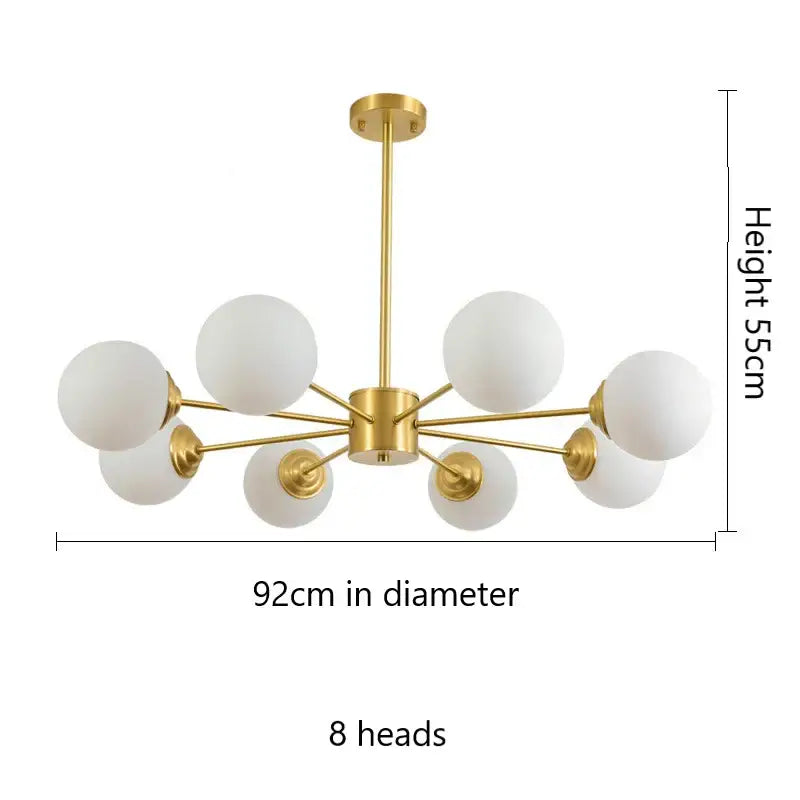 Glass Ball Brass Chandelier