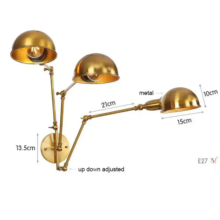 Brass Adjustable 2-Light Wall Sconce 30cm