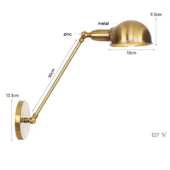 Brass Adjustable 2-Light Wall Sconce 30cm