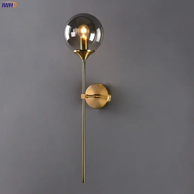 Amber Glass Iron Bedroom Wall Lamp