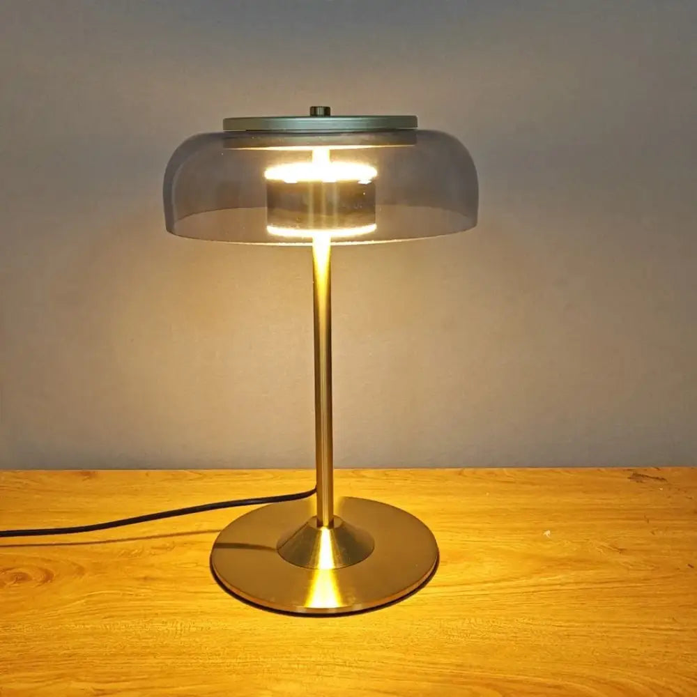 Amber Glass Table Lamp Mushroom Dual LED