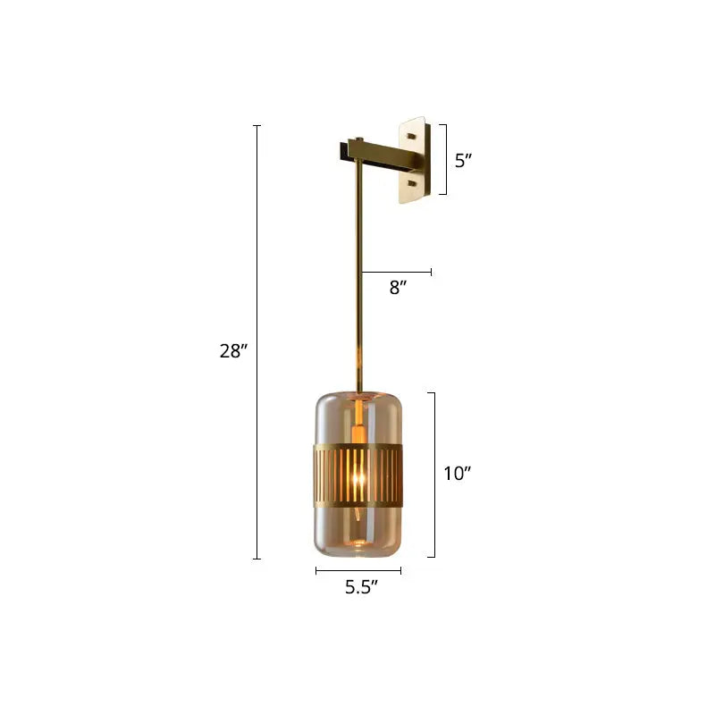Amber Glass Cylindrical Blackish Green Sconce