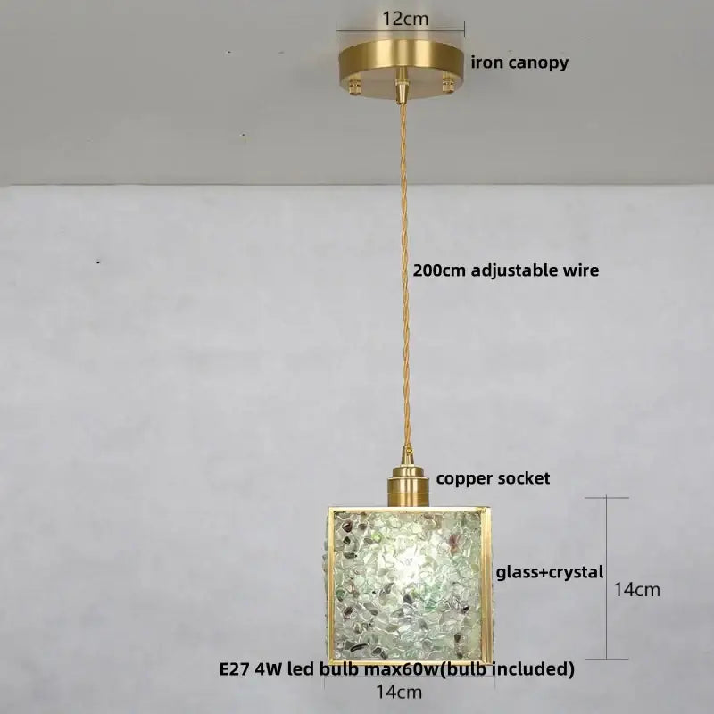 Blue Crystal 3-Head Kitchen Pendant Light