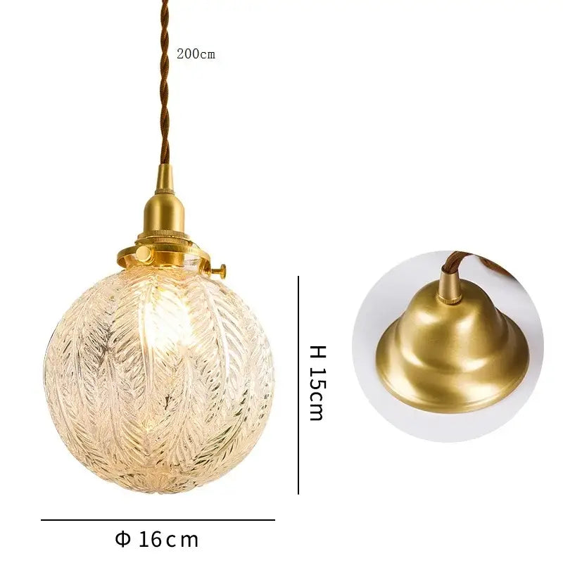 Brass Glass LED Copper-Finish Pendant