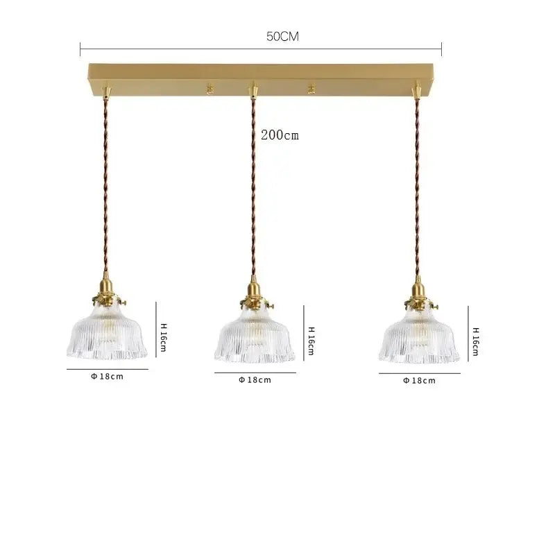 Brass Glass LED Copper-Finish Pendant