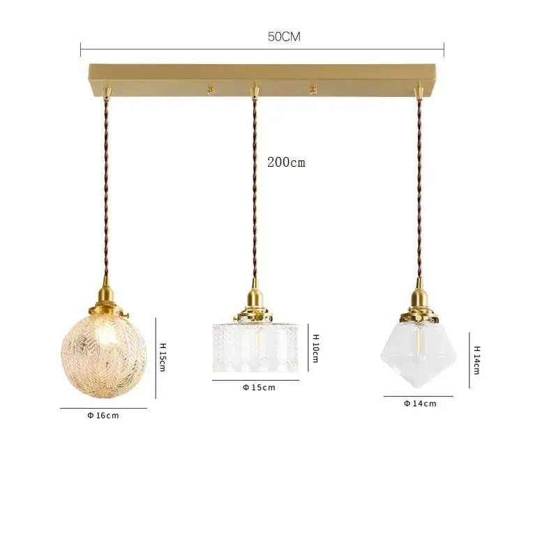 Brass Glass LED Copper-Finish Pendant