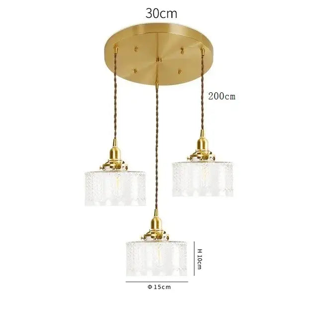 Brass Glass LED Copper-Finish Pendant