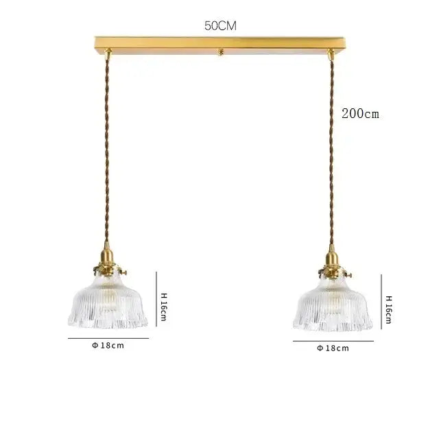 Brass Glass LED Copper-Finish Pendant