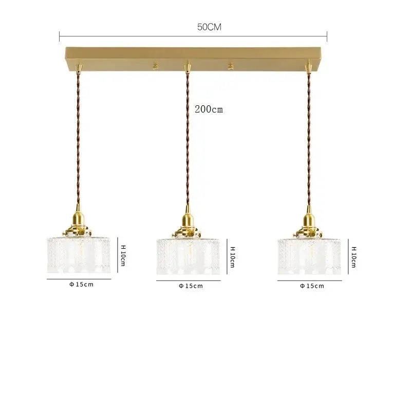 Brass Glass LED Copper-Finish Pendant