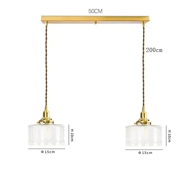 Brass Glass LED Copper-Finish Pendant
