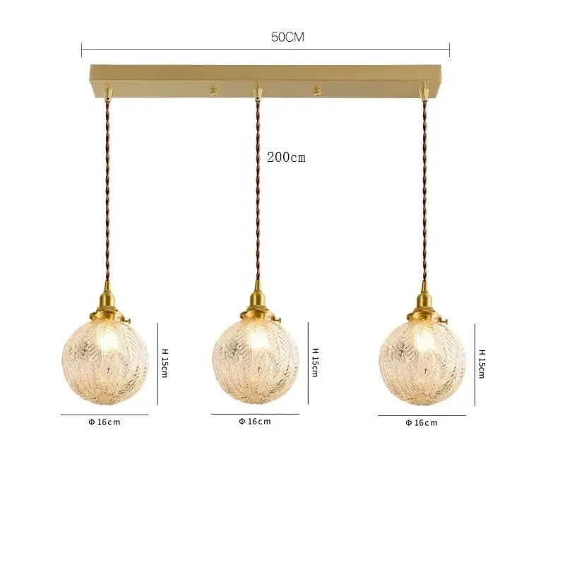Brass Glass LED Copper-Finish Pendant