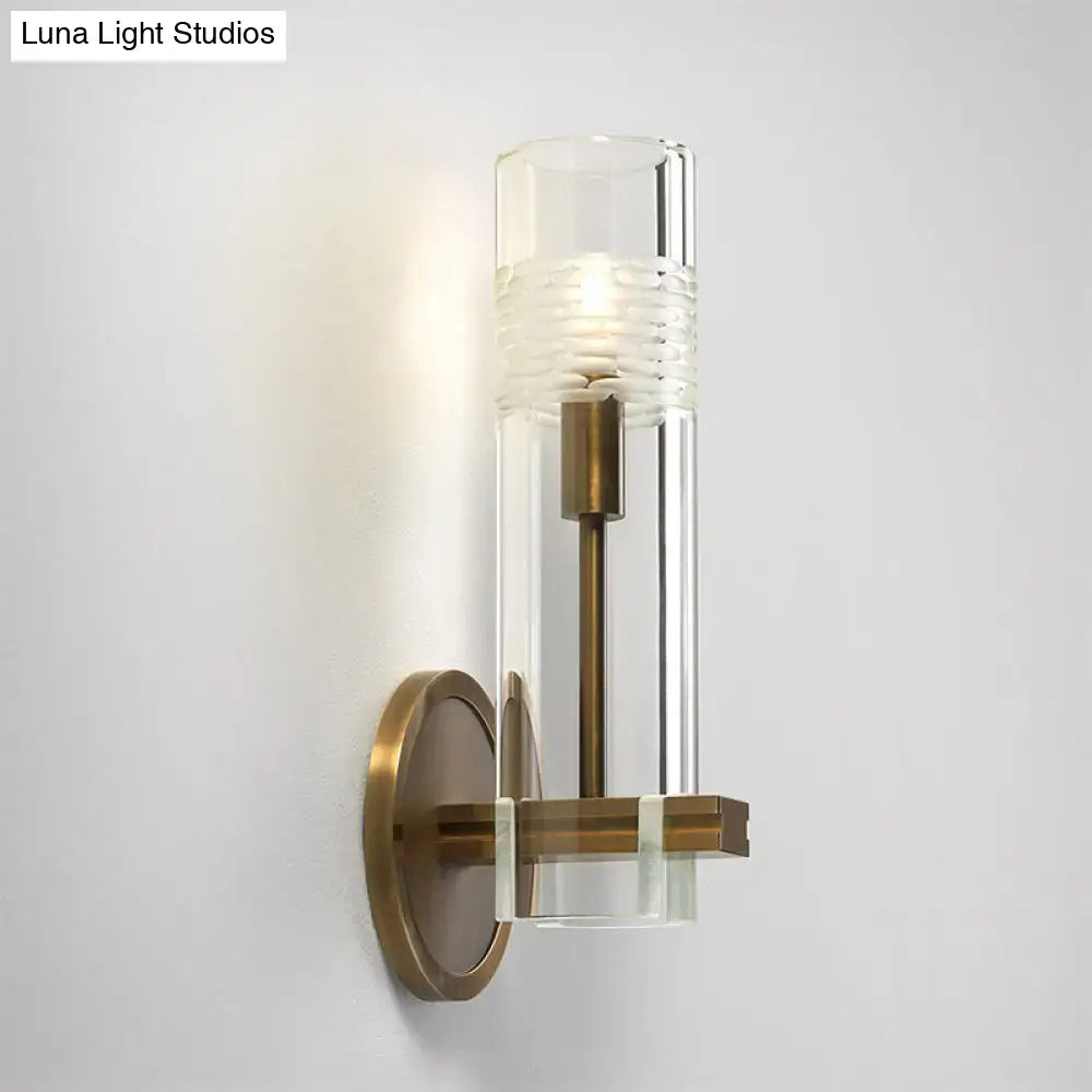 Brass Glass Tubular Sconce