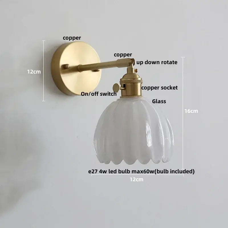 Brass Glass Rotating Sconce