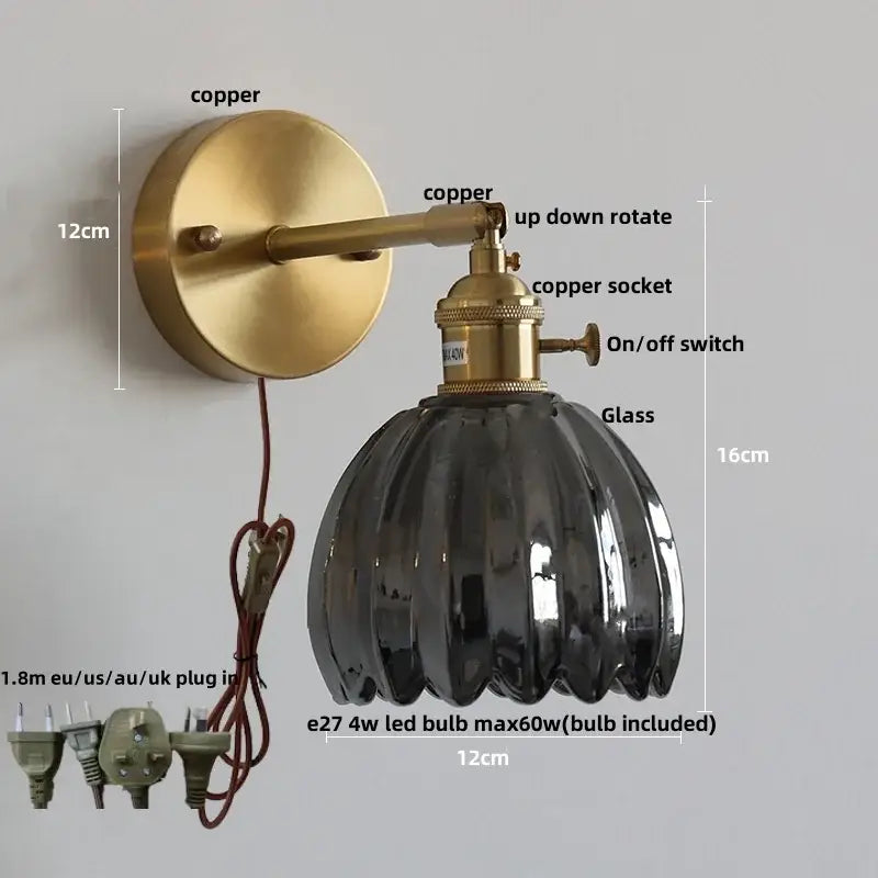 Brass Glass Rotating Sconce