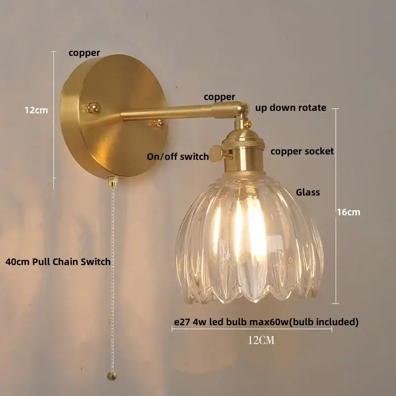 Brass Glass Rotating Sconce