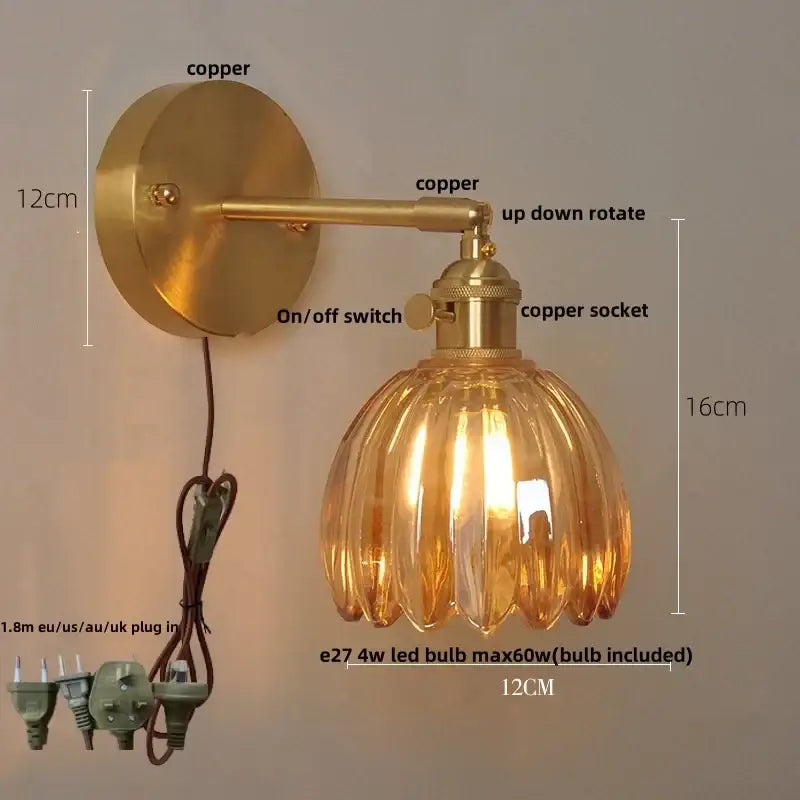 Brass Glass Rotating Sconce