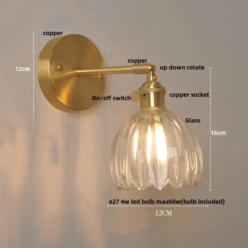 Brass Glass Rotating Sconce