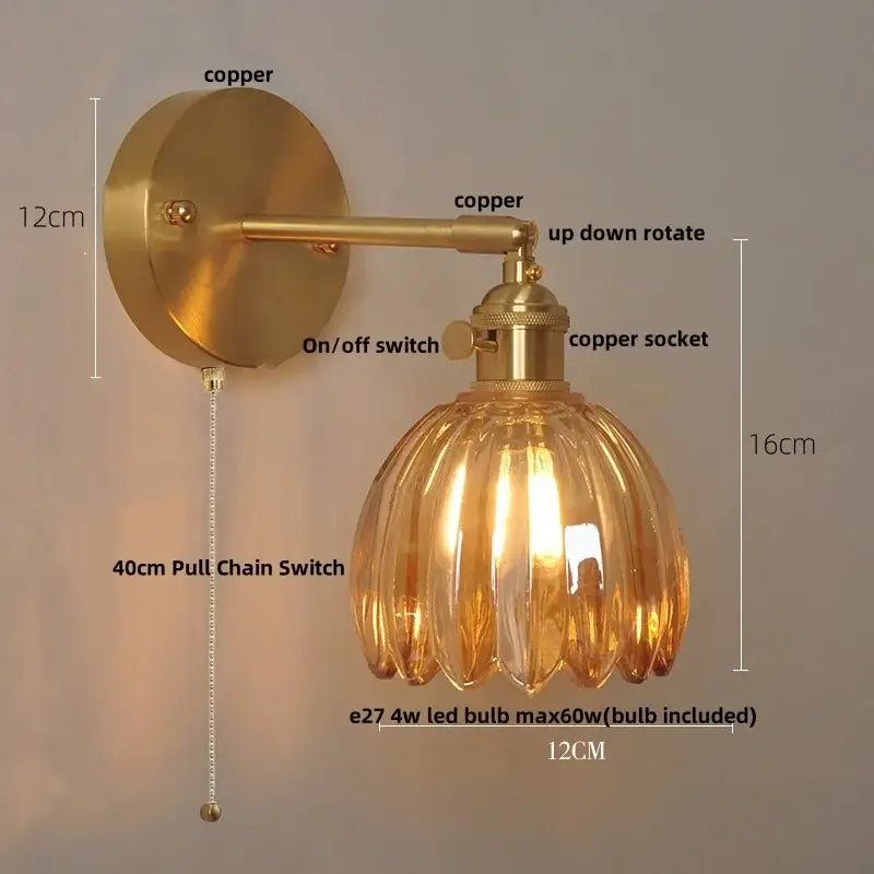 Brass Glass Rotating Sconce