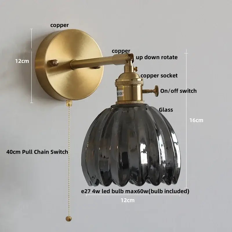 Brass Glass Rotating Sconce