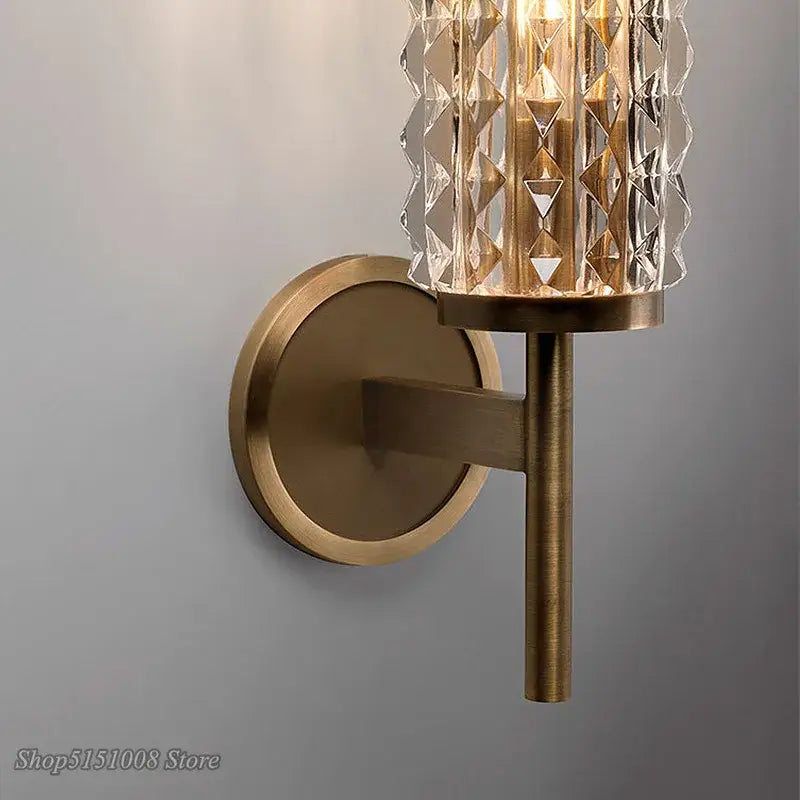 Crystal Copper Living Room Wall Sconce