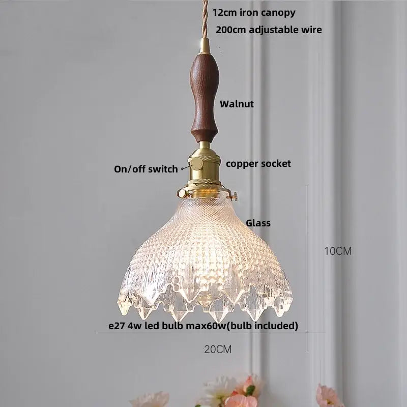 Crystal Glass 3-Head Dining Room Pendant Lamp