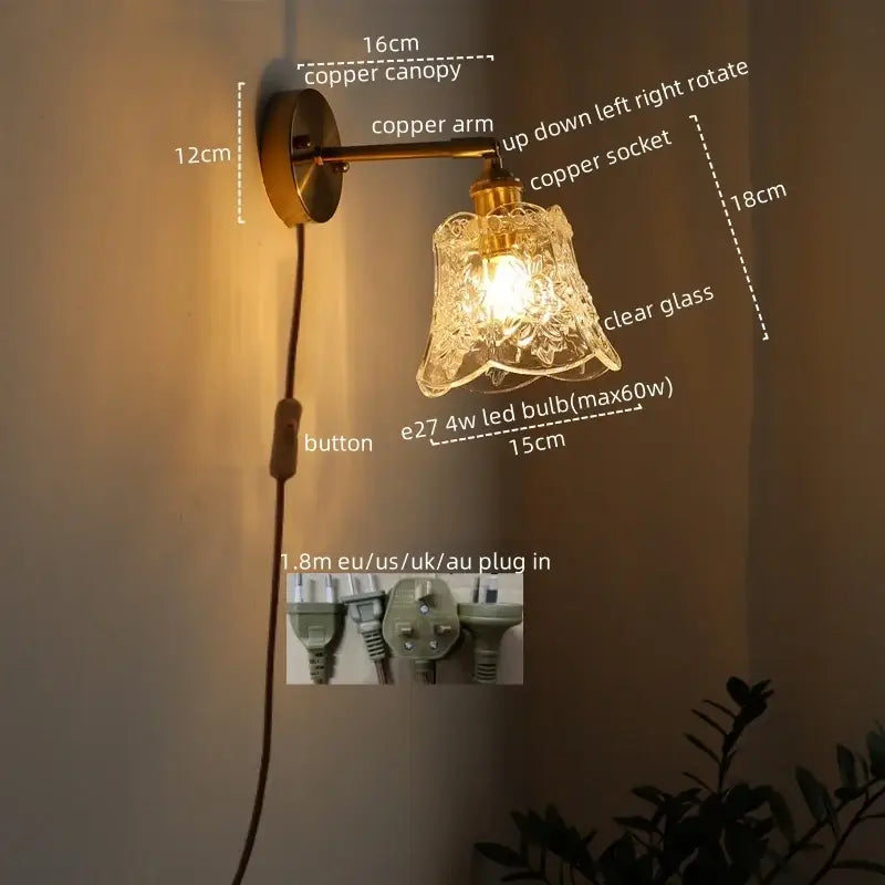 Crystal Brass Wall Lamp