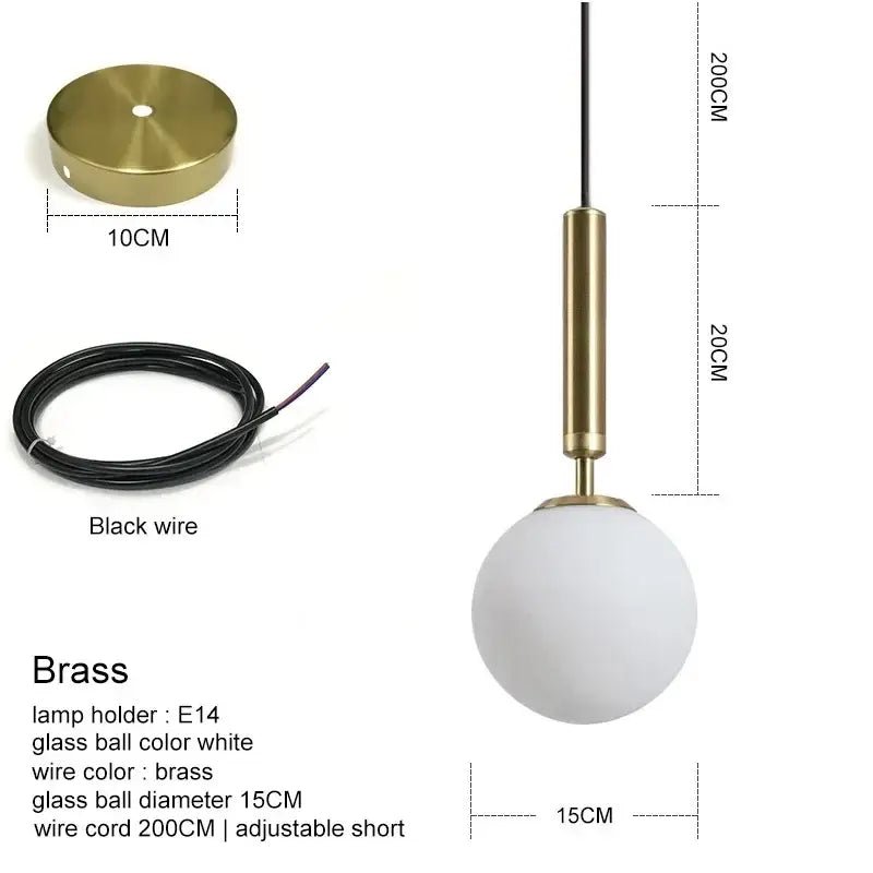Brass Frosted Pendant Light