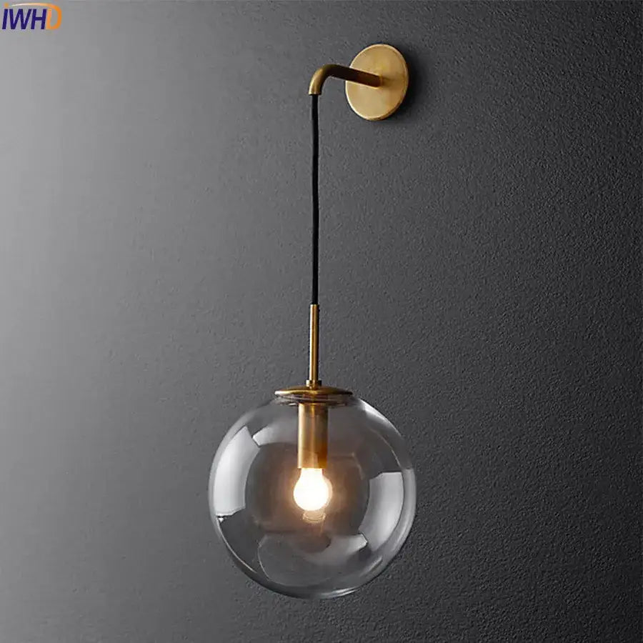 Brass Glass Ball 15cm Wall Sconce