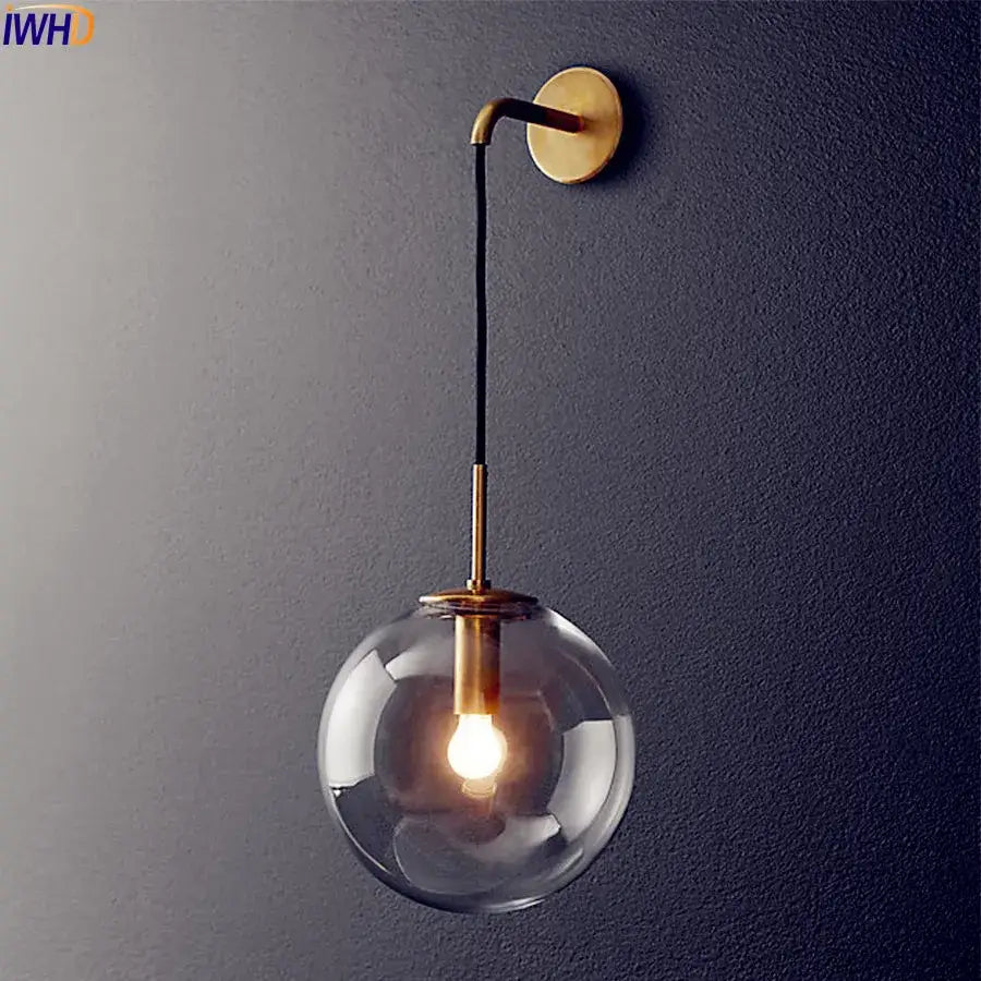 Brass Glass Ball 15cm Wall Sconce