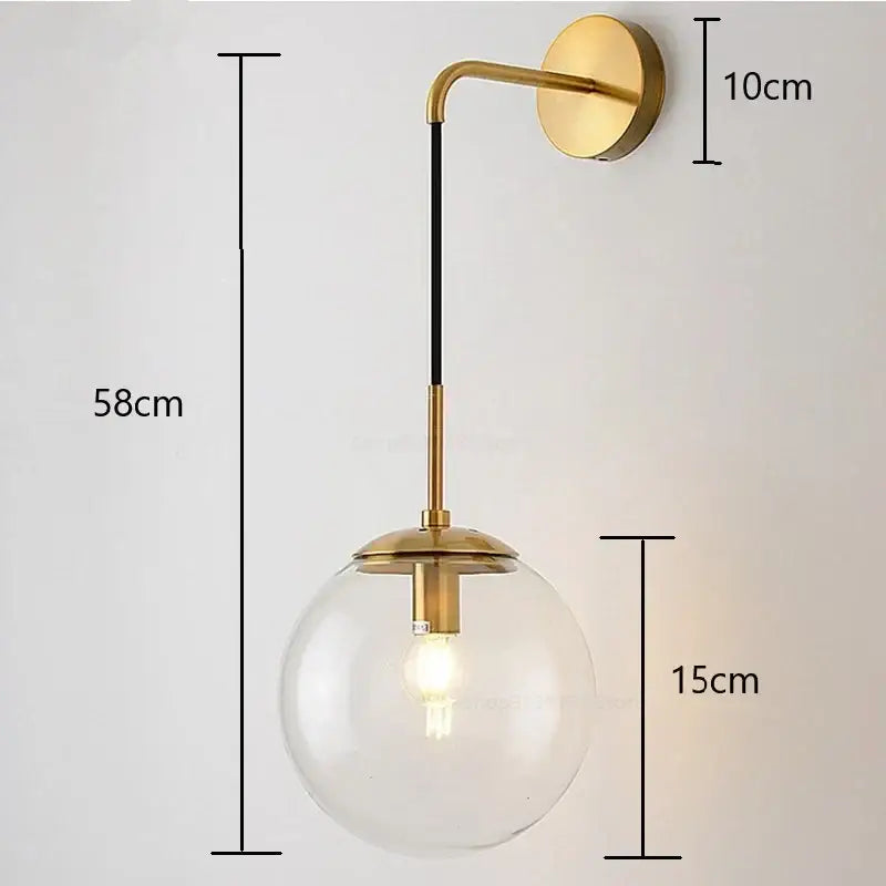Brass Glass Ball Bedroom Lamp
