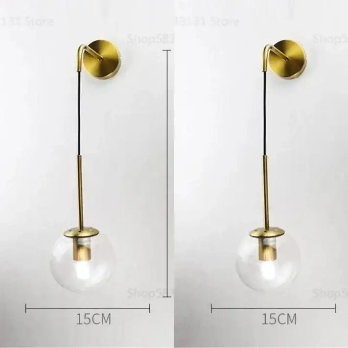 Brass Glass Ball Bedroom Lamp