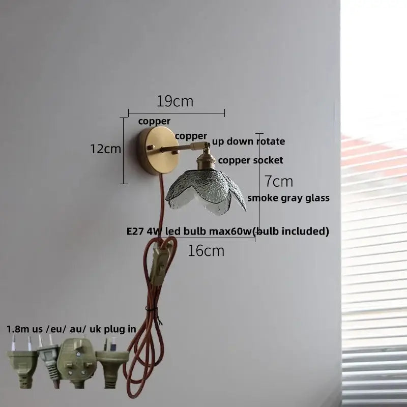 Gray Glass LED Sconce