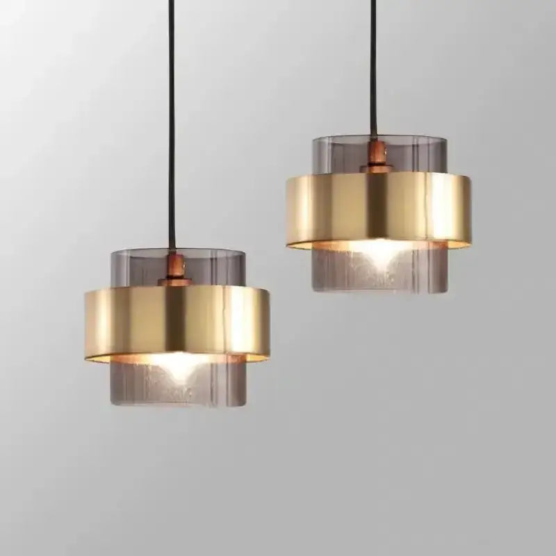 Brass Smoked Glass Pendant