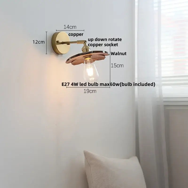Walnut LED Wall Sconce Japanese Style for Foyer